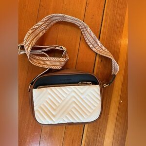 Cream and Brown Crossbody Bag